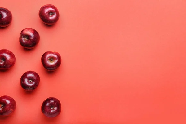 Fresh Red Apples Color Background — Stock Photo, Image