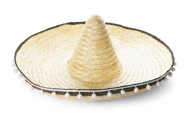 Beyaz arka planda Meksikalı sombrero