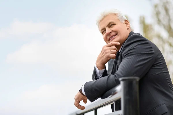 Portrait Senior Businessman Outdoors — Stock Photo, Image