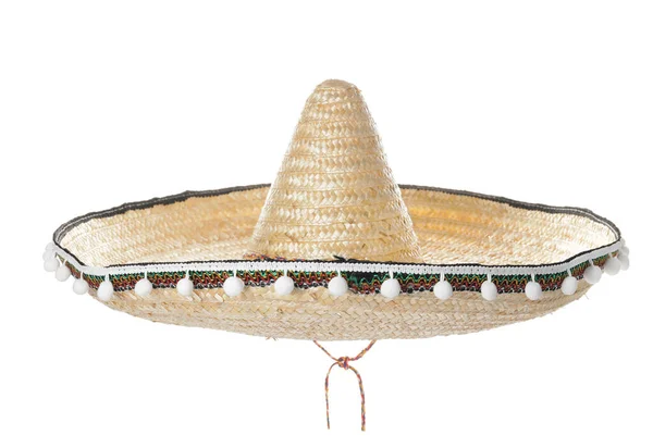 Sombrero Mexicano Fundo Branco — Fotografia de Stock