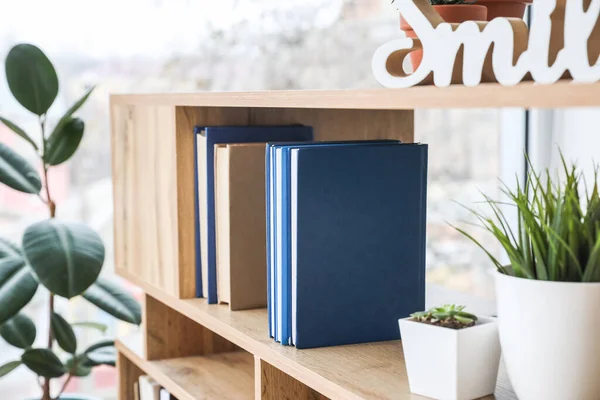 Shelf Unit Books Interior Room Closeup — Stock Photo, Image