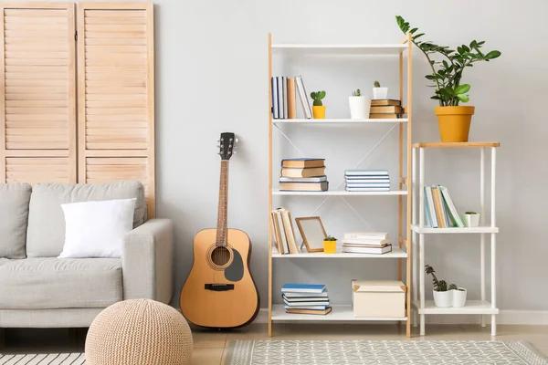 Interior Modern Living Room Shelf Unit Sofa — Stock Photo, Image
