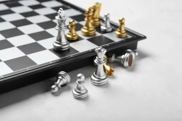Game Board Chess Pieces White Background — Stock Photo, Image