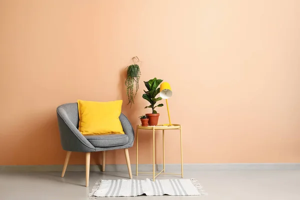 Interior Modern Room Armchair Table — Stock Photo, Image