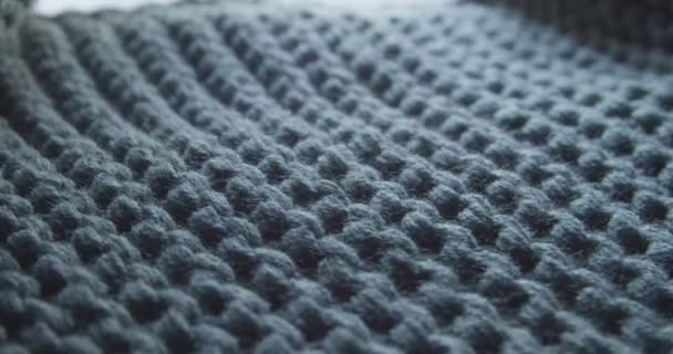 Текстура Вязаного Серого Одеяла Вид Крупным Планом — стоковое видео