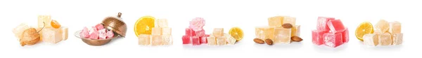 Set Turkish Delight White Background — Stock Photo, Image