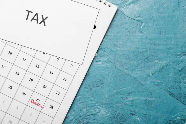 Kalendář Slovem Tax Barevném Pozadí — Stock fotografie