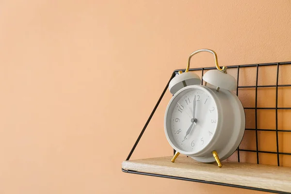 Shelf Alarm Clock Hanging Color Wall — Stock Photo, Image