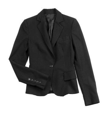 Beyaz arka planda zarif bir kadın ceketi.