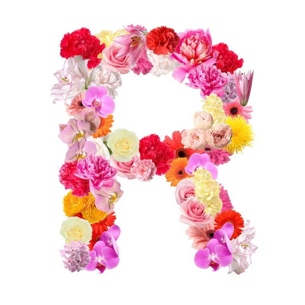 Letter Made Beautiful Flowers White Background — Foto de Stock