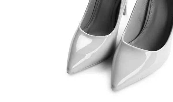 Pair Stylish High Heels White Background — Stock Photo, Image