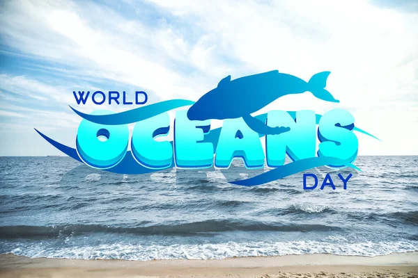 Dünya Okyanus Günü Için Tebrik Kartı — Stok fotoğraf