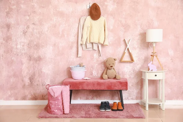 Interior Modern Dressing Room Stylish Clothes Toys — Stock Photo, Image
