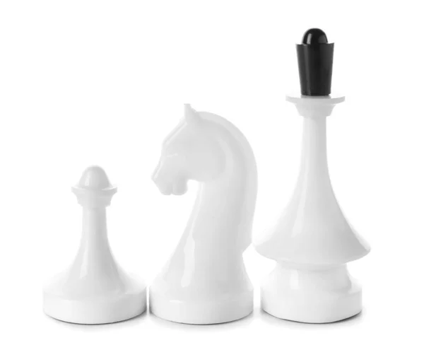 Šachové Figurky Bílém Pozadí — Stock fotografie
