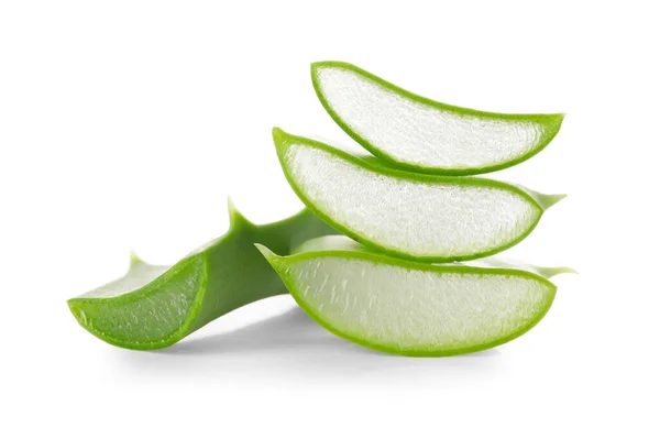 Fresh Cut Aloe White Background — Stock Photo, Image