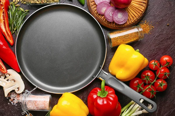 Clean Frying Pan Products Dark Background — Stock Photo, Image