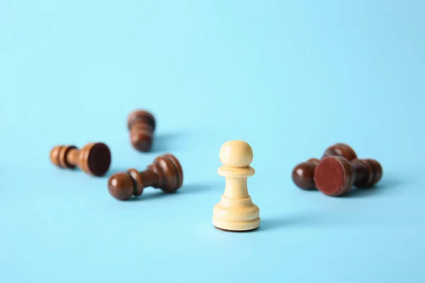 Wooden Pawns Color Background — Stock Photo, Image