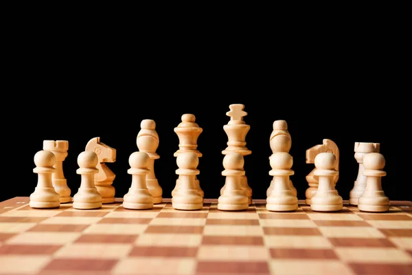 Game Board Chess Pieces Dark Background — Stock Photo, Image