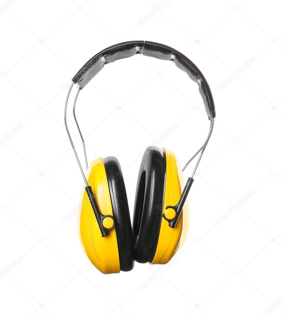 Hearing protectors on white background
