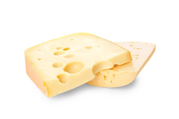 Stücke Von Leckerem Käse Auf Weißem Hintergrund — Stockfoto