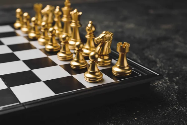 Chess Pieces Game Board Dark Background — Stock Photo, Image