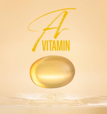 Renk arkaplanında A vitamini hapı