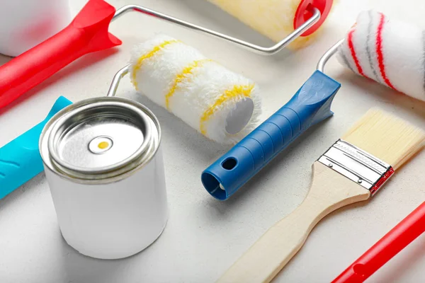 Set Painter Tools Light Background Closeup — Stock Photo, Image