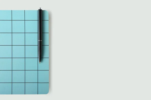 Checkered Notebook Pen White Background — Stock Photo, Image