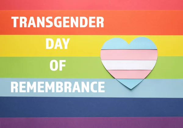 Heart Text Transgender Day Remembrance Rainbow Background — ストック写真