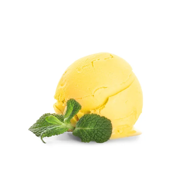 Tasty Mango Ice Cream White Background — Stock Photo, Image