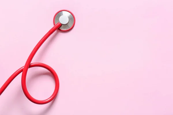 Modern Stethoscope Color Background Closeup — Stok fotoğraf