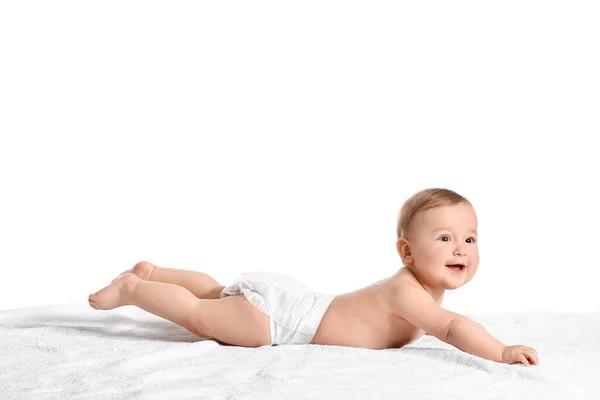 Mignon Petit Bébé Sur Fond Blanc — Photo