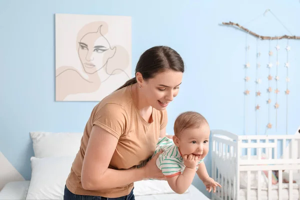 Mother Cute Baby Home — Stock Photo, Image
