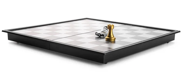 Game Board Chess Pieces White Background — Stock Photo, Image