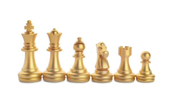 Golden Chess King In Front Of A Checkered Board Stock Photo