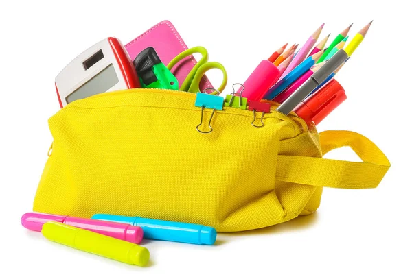 Pencil Case Stationary White Background — Stock Photo, Image