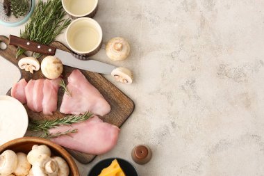 Ingredients for preparing julienne on light background