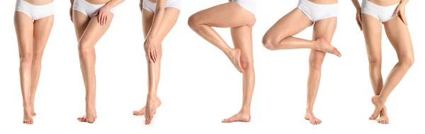 Ноги Красивих Молодих Жінок Білому Тлі — стокове фото