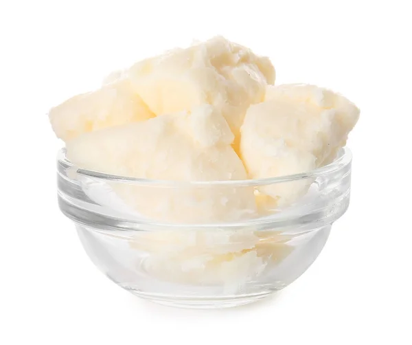 Bowl Shea Butter White Background — Stock Photo, Image