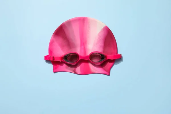 Swimming Hat Goggles Color Background — Stock Photo, Image