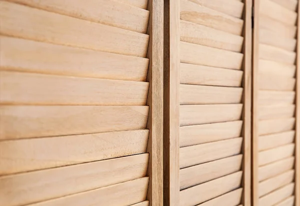 Closeup view of wooden folding screen