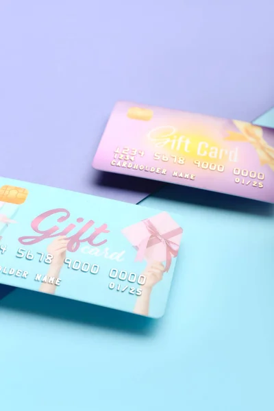 Gift Cards Color Background Closeup — Stock Photo, Image