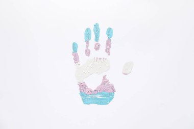 Beyaz arka planda avuç içi izi. Transseksüel kavramı