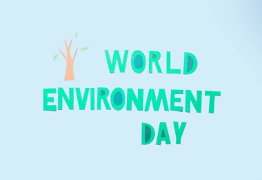 Açık arkaplan üzerine Dünya Çevre Günü metni