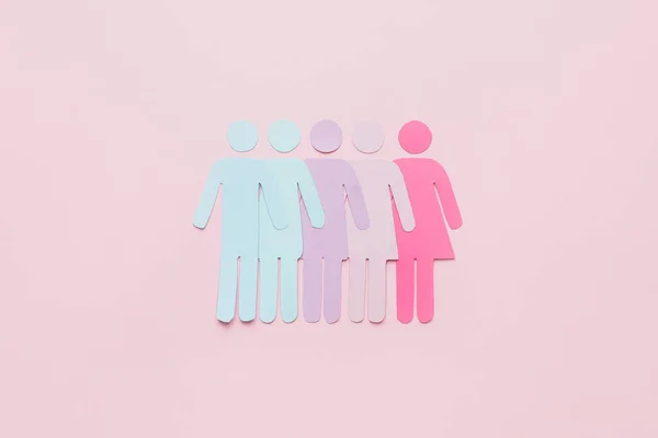 Menschliche Figuren Auf Farbigem Hintergrund Transgender Konzept — Stockfoto