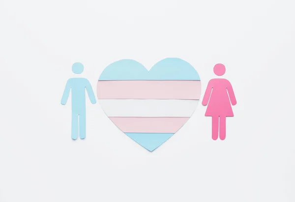 Flag Transgender Shape Heart Male Female Figures White Background —  Fotos de Stock