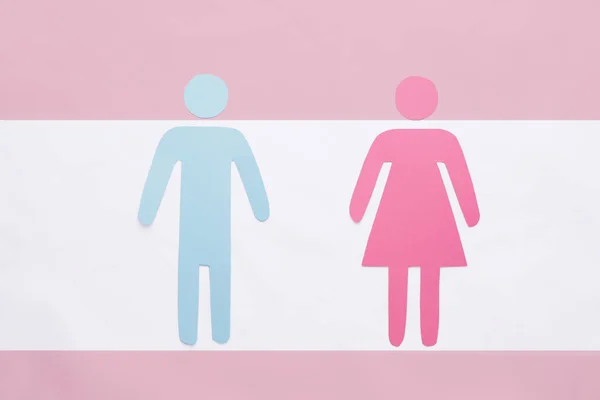 Figuras Masculinas Femininas Sobre Fundo Cor Conceito Transgênero — Fotografia de Stock