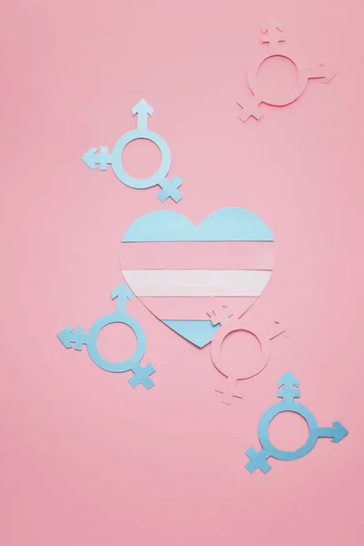 Paper Heart Symbols Transgender Color Background —  Fotos de Stock