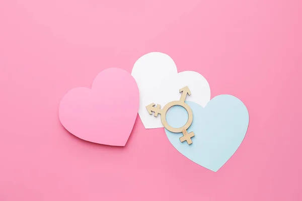 Paper Hearts Symbol Transgender Color Background — Stock Photo, Image