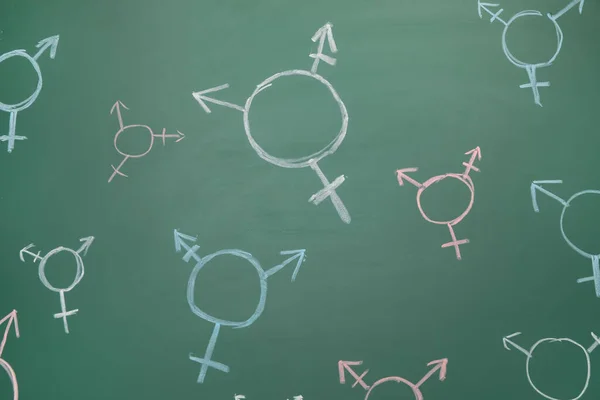 Symbole Transgenderu Narysowane Tablicy — Zdjęcie stockowe
